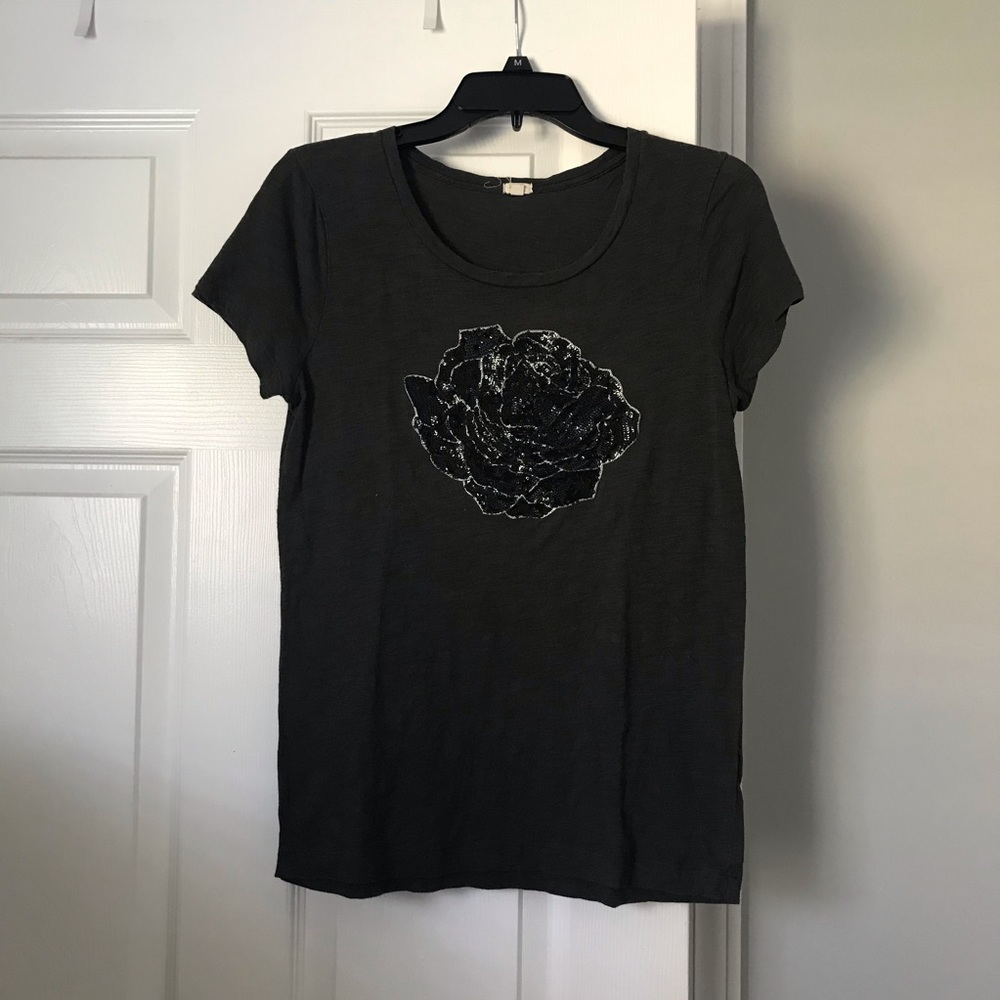 J Crew Sequin Flower Top